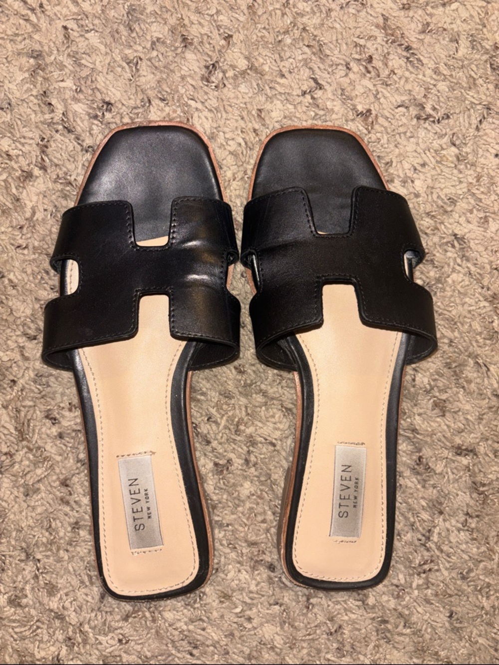 Steven By Steve Madden Black Slide Sandals